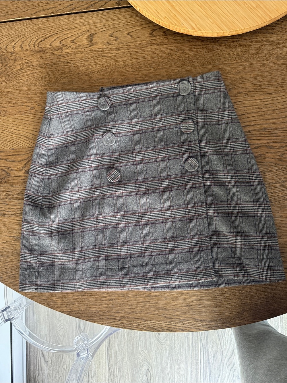 Mango Gray Plaid Mini Skirt